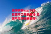 美博棋牌app下载-巴西甲乙联赛直播(巴西甲足球联赛直播)